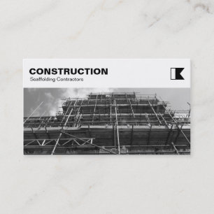 Tarjeta De Visita Panel superior - Construcción - B&W de plegado
