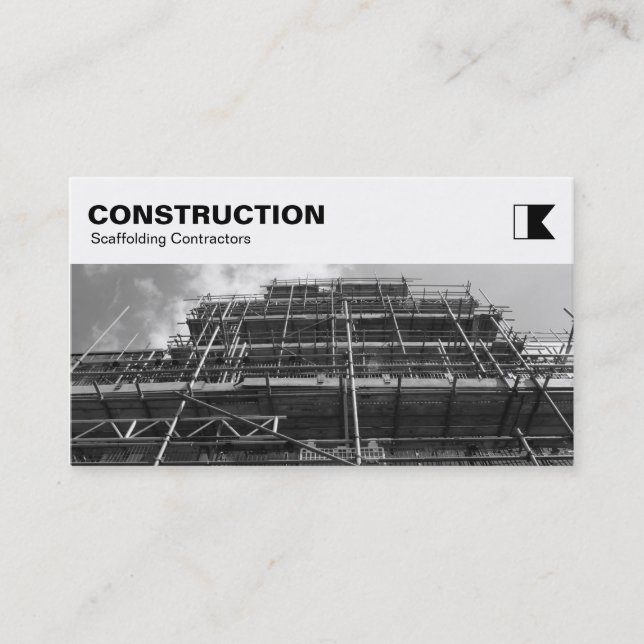 Tarjeta De Visita Panel superior - Construcción - B&W de plegado (Anverso)