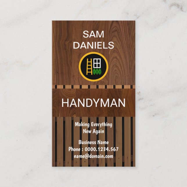 Tarjeta De Visita Paneles de cereales de madera creativa Handyman (Anverso)