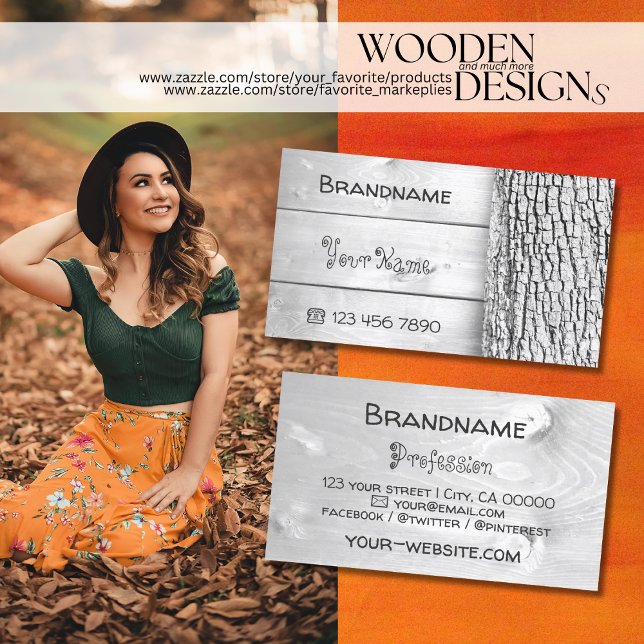 Tarjeta De Visita Paneles de madera blanca tableros de madera rústic (Subido por el creador)