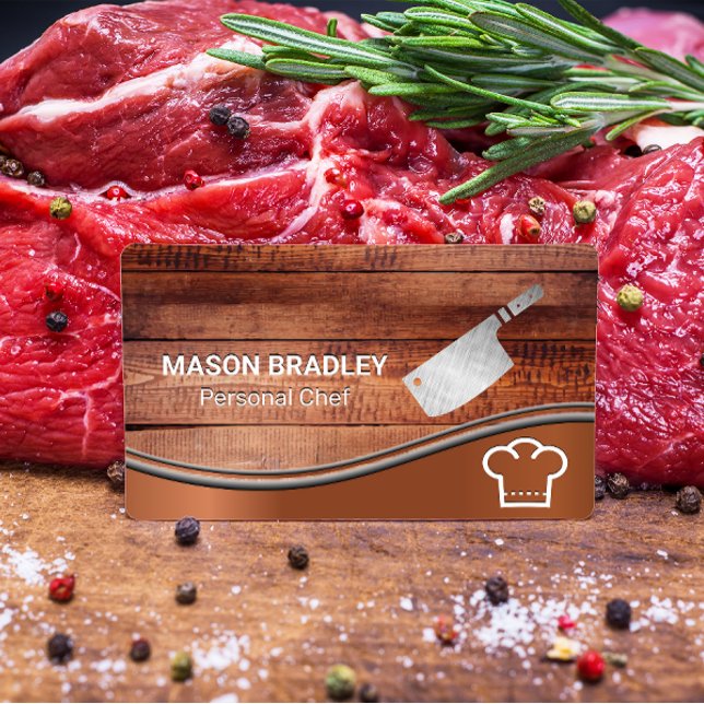 Tarjeta De Visita Paneles de madera | Chef Gorra y Knife (Subido por el creador)