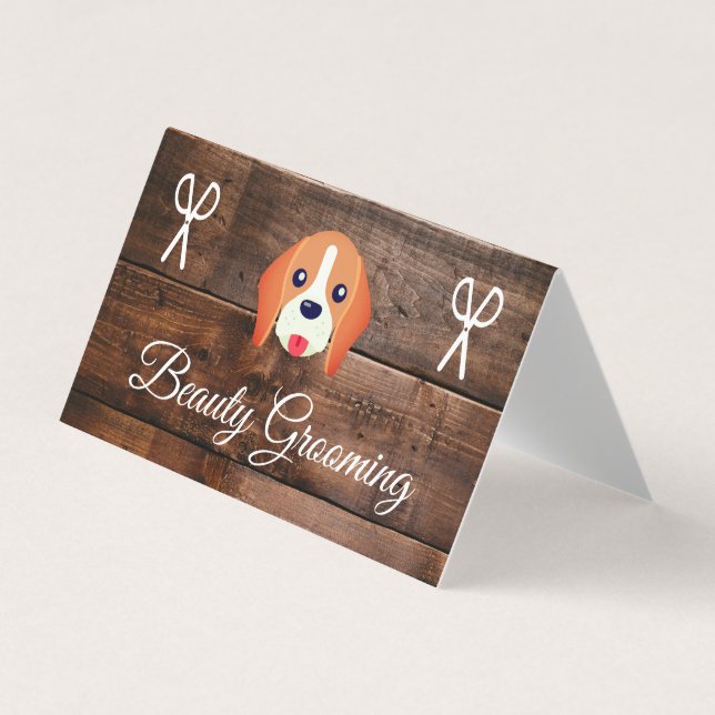 Tarjeta De Visita Paneles de madera de Perro Grooming (Anverso)