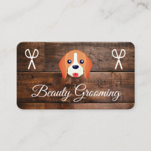 Tarjeta De Visita Paneles de madera de Perro Grooming