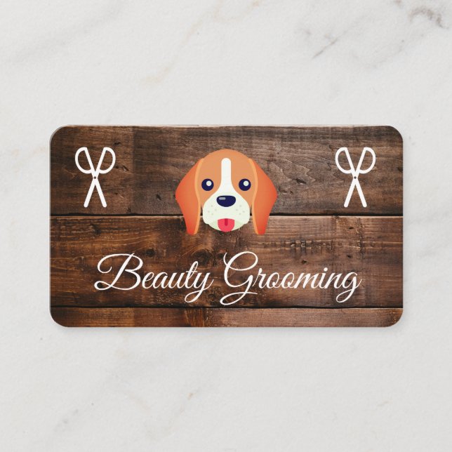 Tarjeta De Visita Paneles de madera de Perro Grooming (Anverso)