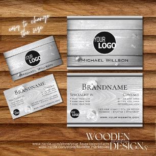 Tarjeta De Visita Paneles de madera natural Grano de madera Blanco P