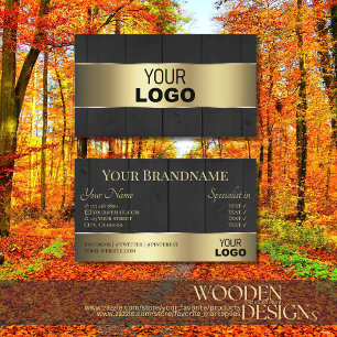 Tarjeta De Visita Paneles de madera Negro Logo de grano de madera Bo