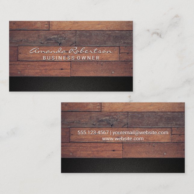 Tarjeta De Visita Paneles de madera | Textura negra (Anverso / Reverso)
