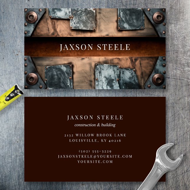 Tarjeta De Visita Paneles de Metal Rústico y Cobre (Subido por el creador)