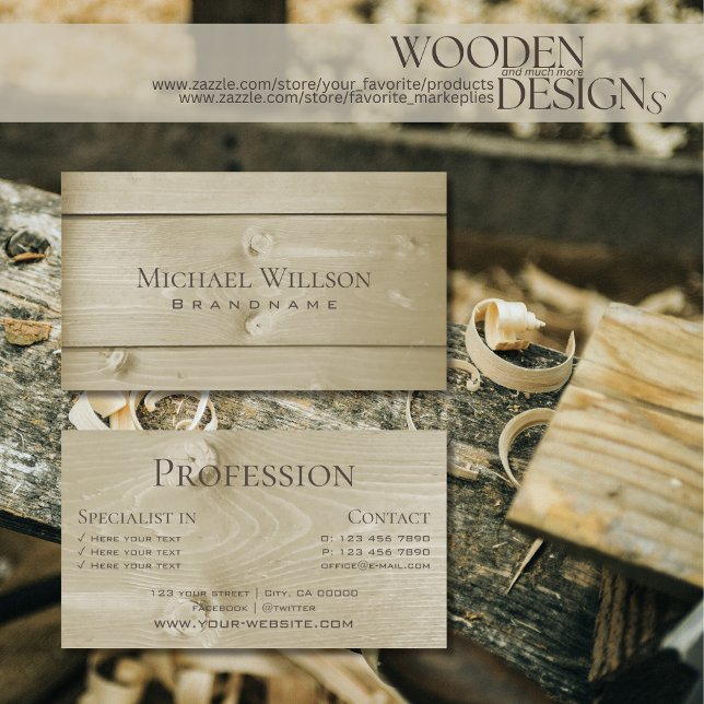 Tarjeta De Visita Paneles modernos de madera marrón claro con aspect (Subido por el creador)
