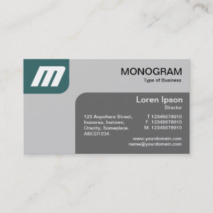 Tarjeta De Visita Paneles MonoGram - Moss Green y Grey