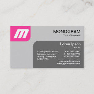 Tarjeta De Visita Paneles MonoGram - Rosa caliente y gris
