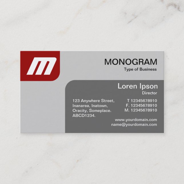 Tarjeta De Visita Paneles MonoGram - Ruby y Grey (Anverso)