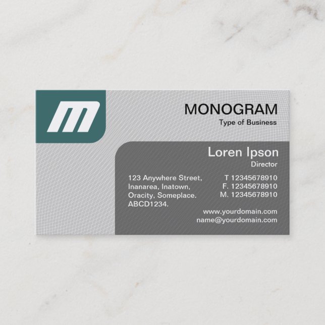 Tarjeta De Visita Paneles MonoGram v2 - Moss Green y Grey (Anverso)