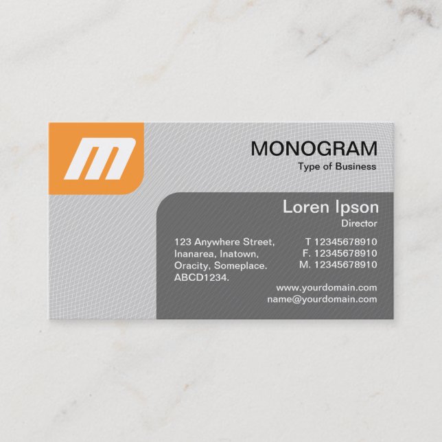 Tarjeta De Visita Paneles MonoGram v2 - Naranja Lt y gris (Anverso)