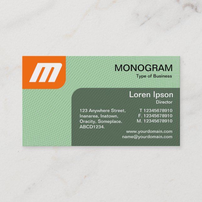 Tarjeta De Visita Paneles MonoGram v2 - Naranja y verde (Anverso)