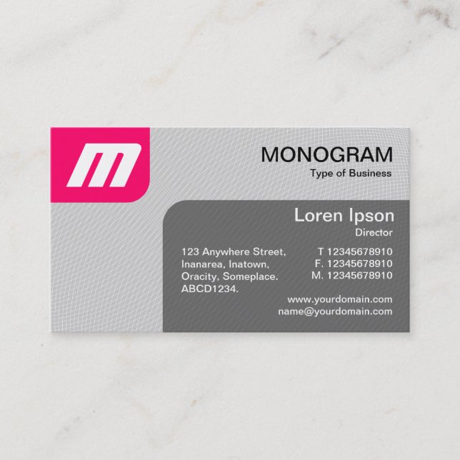 Tarjeta De Visita Paneles MonoGram v2 - Neon Red y Grey (Anverso)