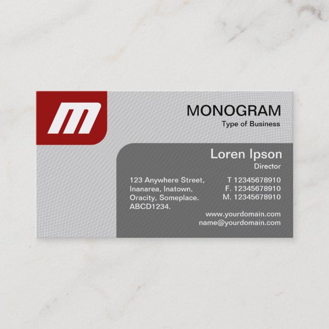 Tarjeta De Visita Paneles MonoGram v2 - Ruby y Grey (Anverso)