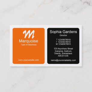 Tarjeta De Visita Paneles: Naranja, negro y blanco