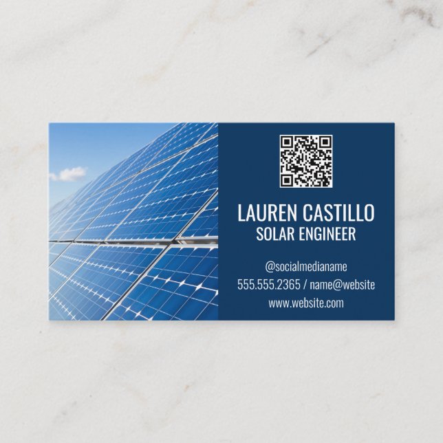 Tarjeta De Visita Paneles solares | Código de exploración QR (Anverso)