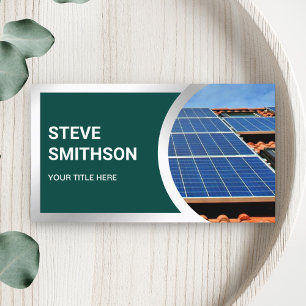 Tarjeta De Visita Paneles Solares de Acero Verde Oscuro Modernos par