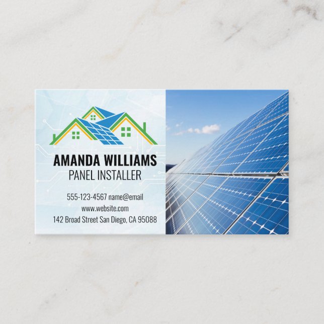 Tarjeta De Visita Paneles solares domésticos | Tecnología de energía (Anverso)