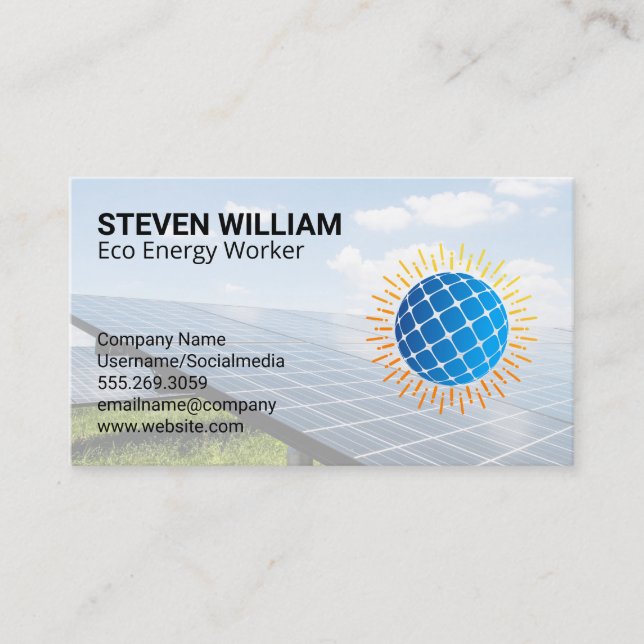 Tarjeta De Visita Paneles Solares | Energía | Técnico (Anverso)