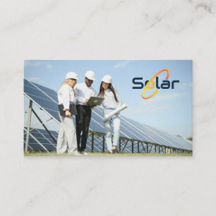 Tarjeta De Visita Paneles Solares   Técnicos Trabajando en el Sitio