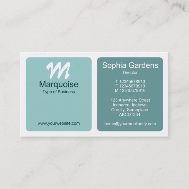 Tarjeta De Visita Paneles - Sombras de Guay Green (Anverso)