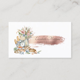 Tarjeta De Visita Panes Rústicos con Pinceladas Florales