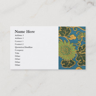Tarjeta De Visita Paño azul floral asiático