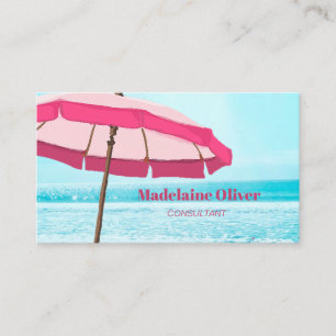 Tarjeta De Visita Panorama de la playa Océano azul rosa