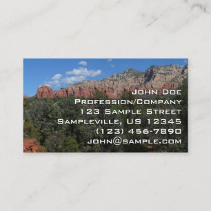 Tarjeta De Visita Panorama de rocas rojas en Sedona Arizona