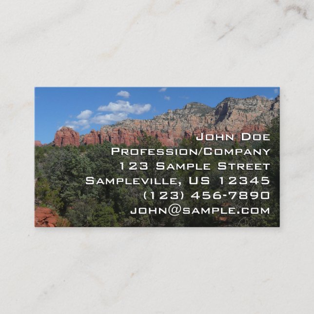 Tarjeta De Visita Panorama de rocas rojas en Sedona Arizona (Anverso)