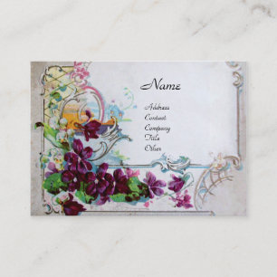 Tarjeta De Visita Pansias RUMANTICAS, Violetas, Cesta Floral de Invi