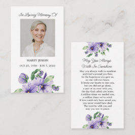 Tarjeta De Visita Pansy Memorial Photo Funeral Prayer Card