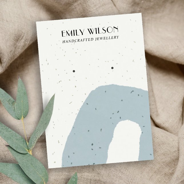 TARJETA DE VISITA PANTALLA ABSTRACTA AZUL GRIS CERAMIC STUD EARRING (Subido por el creador)