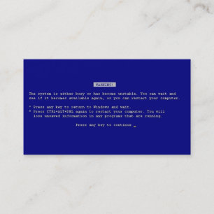 Tarjeta De Visita Pantalla azul del regalo de la mordaza de la