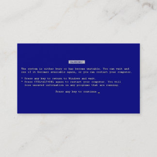 Tarjeta De Visita Pantalla azul del regalo de la mordaza de la