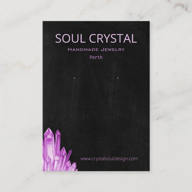 Tarjeta De Visita Pantalla Boho Gypsy Amethyst Crystal Earring Holri (Anverso)