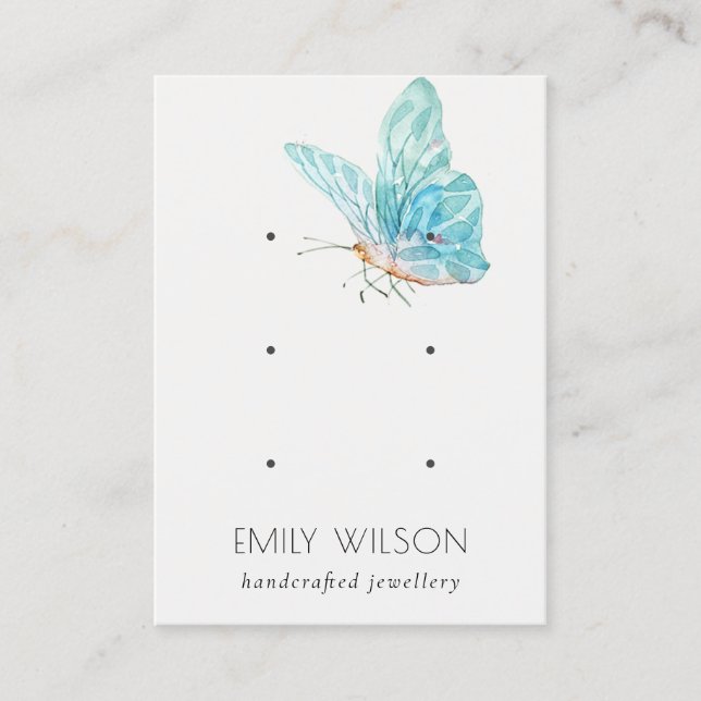 Tarjeta De Visita Pantalla Cute Dreamy Blue Aqua Butterfly 3 Earls (Anverso)