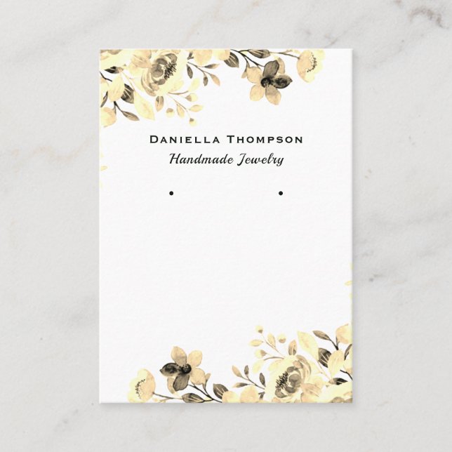 Tarjeta De Visita Pantalla de anclaje botánico crema floral (Anverso)