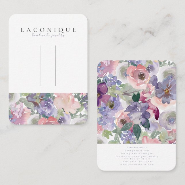 Tarjeta De Visita Pantalla de anclaje | Floral | Acuarela  | Purple  (Anverso / Reverso)