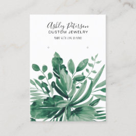 Tarjeta De Visita Pantalla de anillos de joyería verde hoja tropical