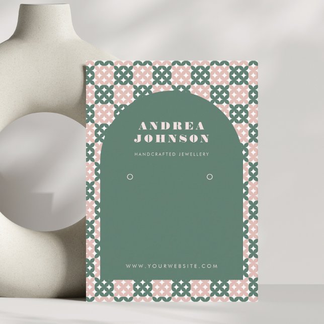 Tarjeta De Visita Pantalla De Arco Moderno Rosa Verde De Mediano Sig (Subido por el creador)