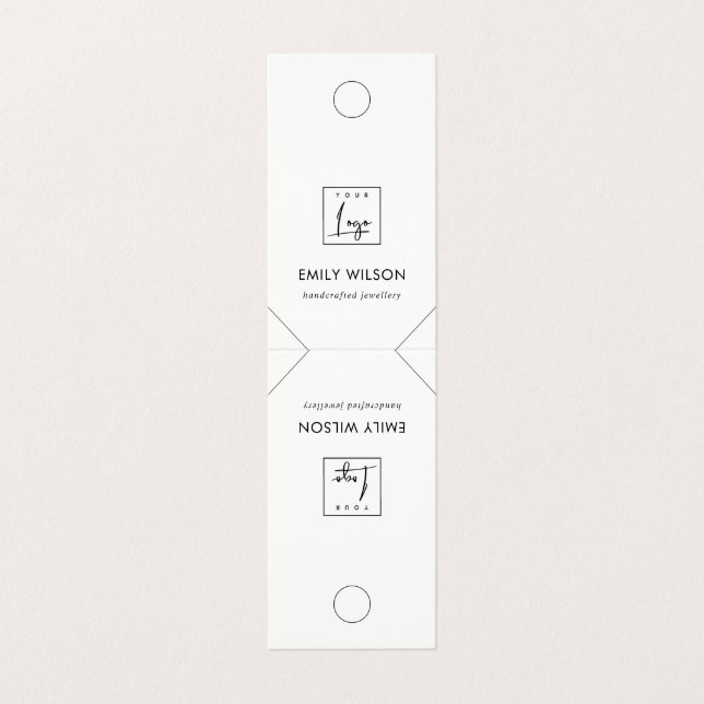 Tarjeta De Visita Pantalla de collar colgante blanca de Moda mínima (Exterior desplegado)