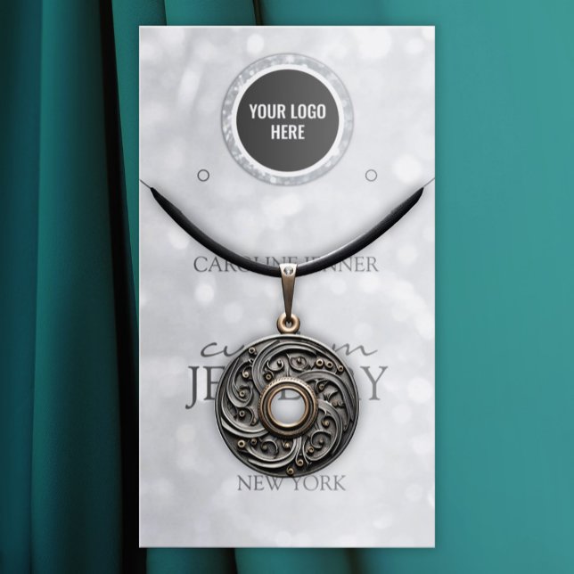 Tarjeta De Visita Pantalla de collar o de joyería Purpurina plateado (Perfect for business)