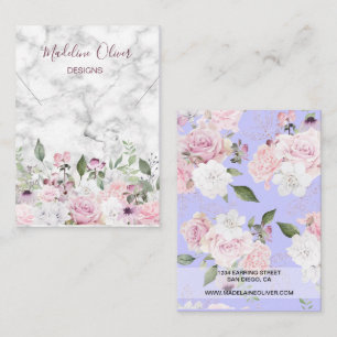 Tarjeta De Visita Pantalla de collar púrpura de mármol floral