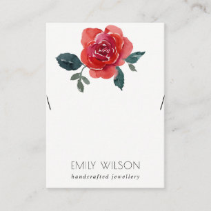 TARJETA DE VISITA PANTALLA DE ENECKLACE DE FLORAL DE ROSA ROJO DE CO