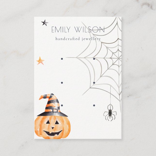 Tarjeta De Visita Pantalla de ganancia de Halloween Pumpkin Spider W (Anverso)