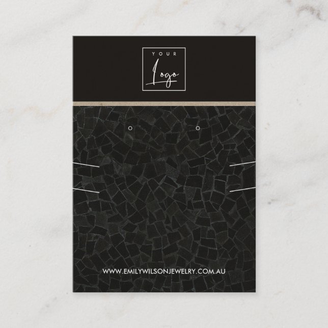 TARJETA DE VISITA PANTALLA DE GANANCIA DE TEXTO MOSAICO NEGRO (Anverso)